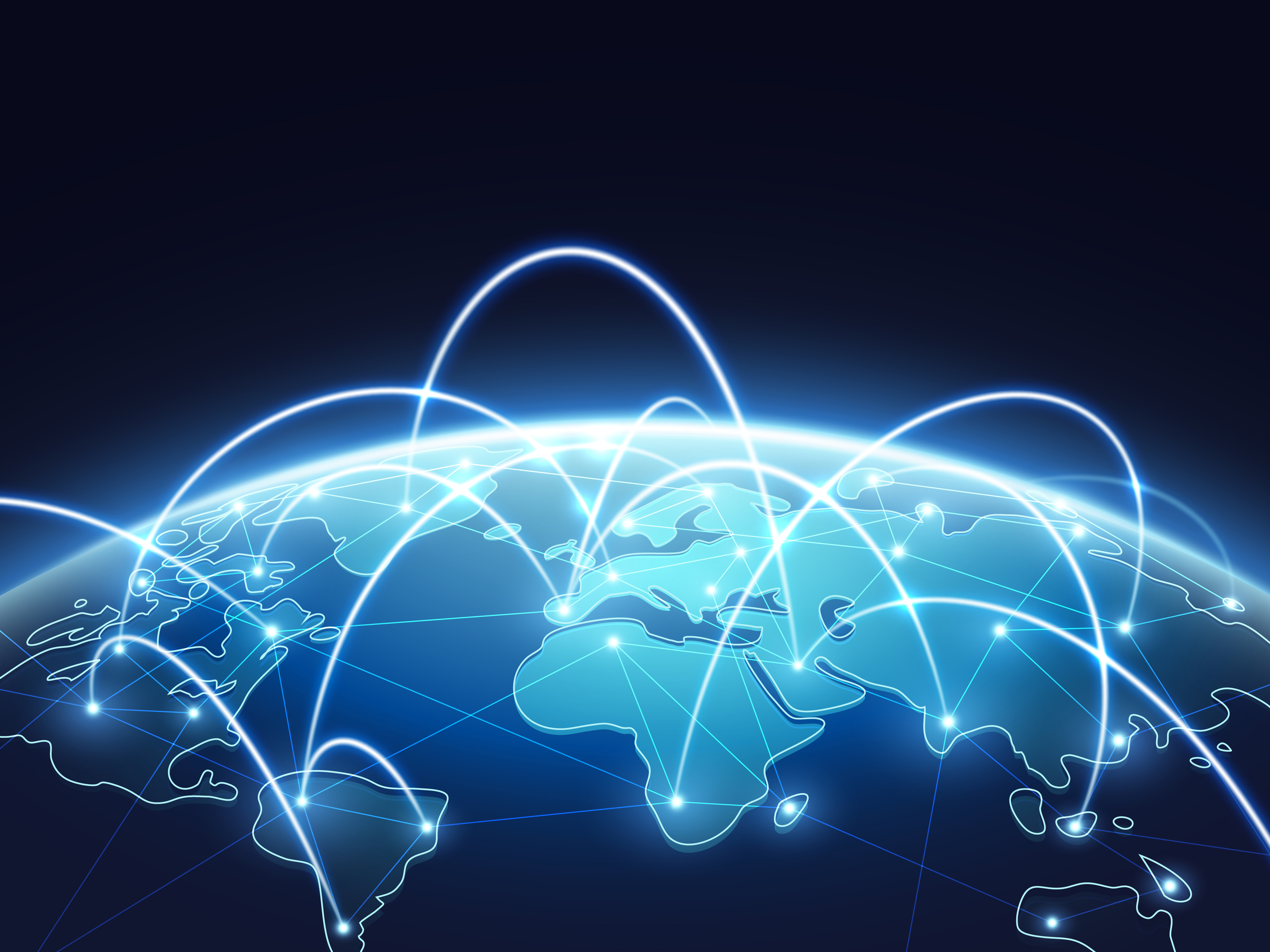 Connection lines around Earth globe/Concept of internet, social media, traveling or logistics, futuristic technology theme background with circles and lines.