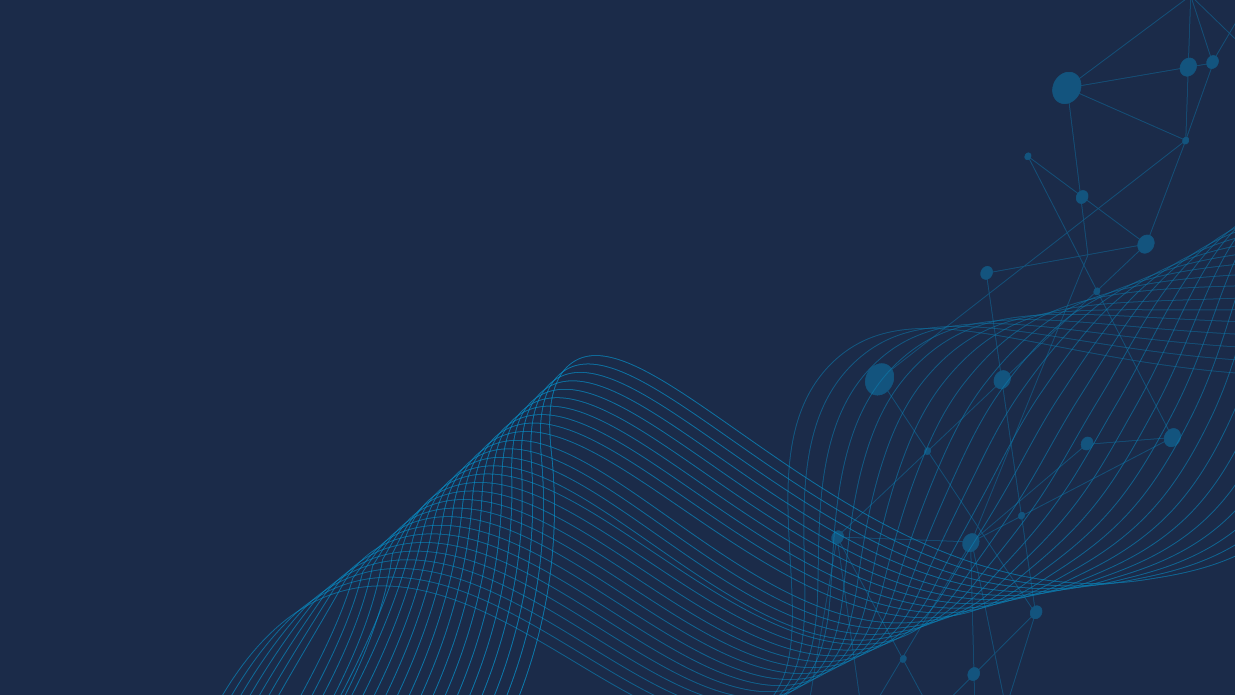 **Alt text:** Abstract blue digital wave pattern with connected network nodes on a dark navy background.